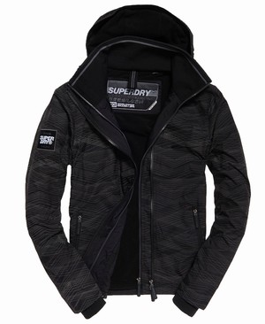 Superdry Hooded Arctic Print Pop Cipzár SD-Windcheater Férfi Kabát Fekete | RLWKI4930